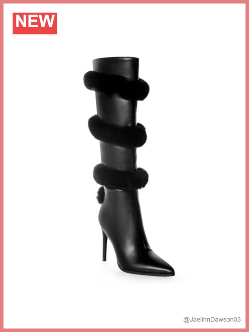 Women's Knee High Boots Pointed Toe Stiletto High Heel Faux Leather Side Zipper